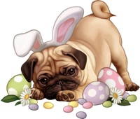 sleepy pug easter bunny